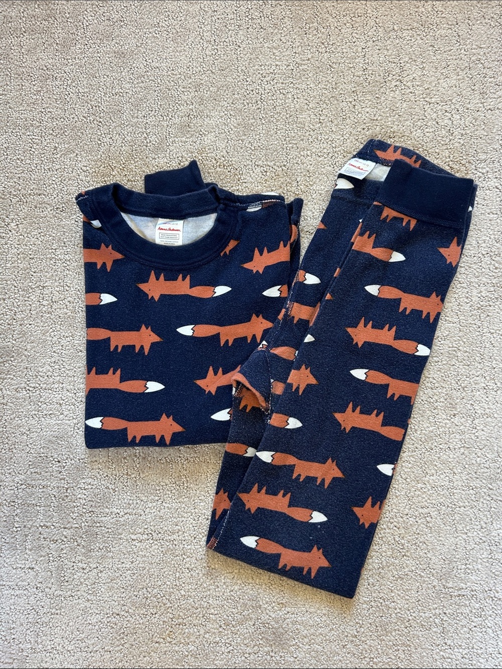 Hanna Andersson Navy Pajama Set with Rust Foxes